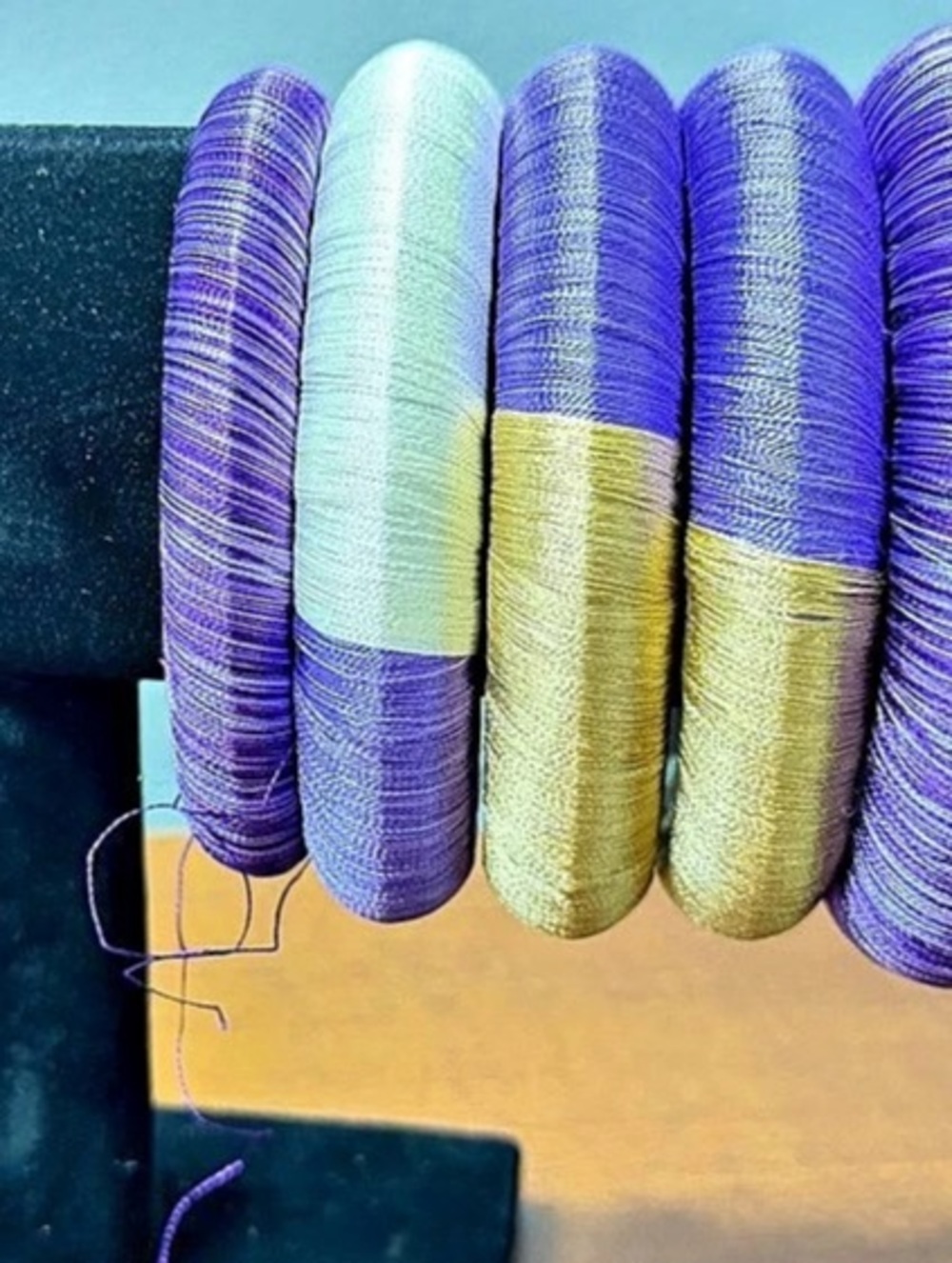 Thread-Wrapped Color Block Bracelet Set
